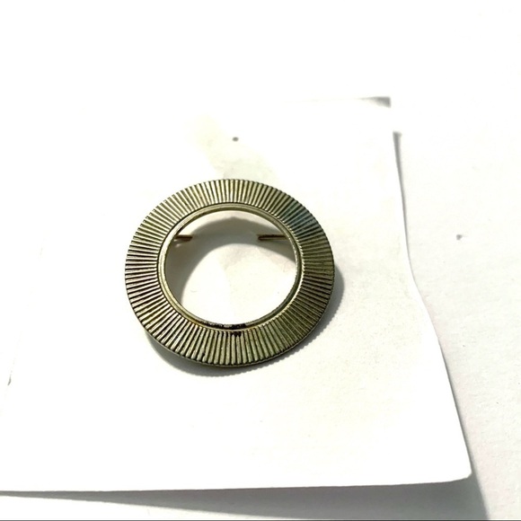 Vintage 2 Silver / Gold Metal Large Brooches - Circle & Bar - Picture 2 of 4